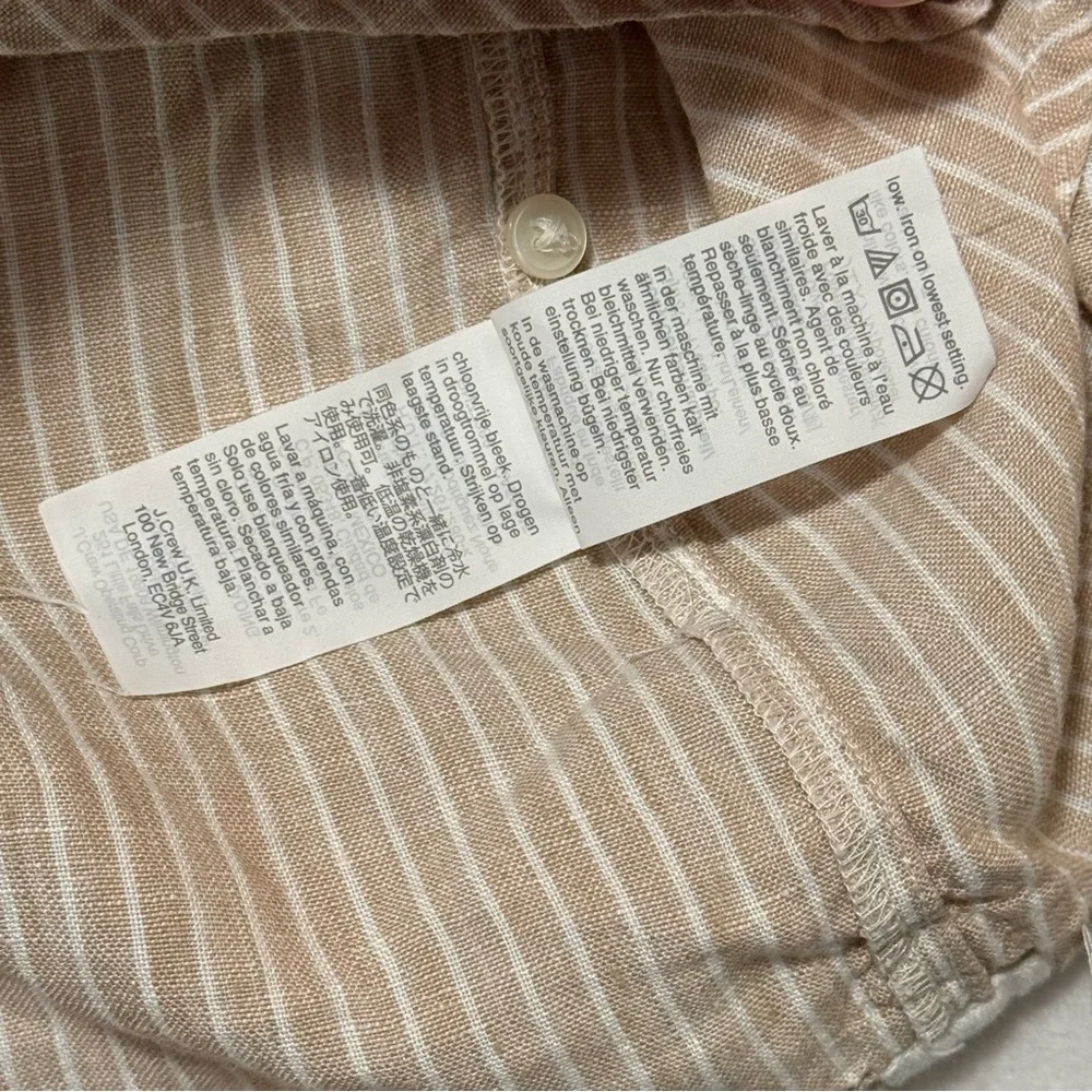 J.Crew Linen Striped Embroidered V-Neck Boho Tunic Top AM650 XS